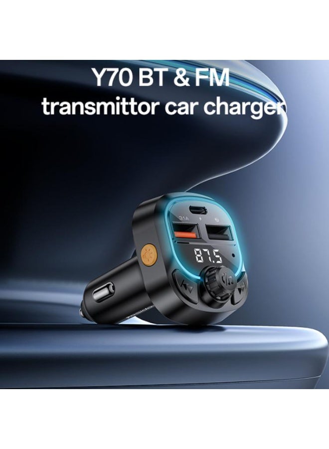 Yesido Y70 Car Bluetooth FM Transmitter Car Charger 15W (Black) - Image 2