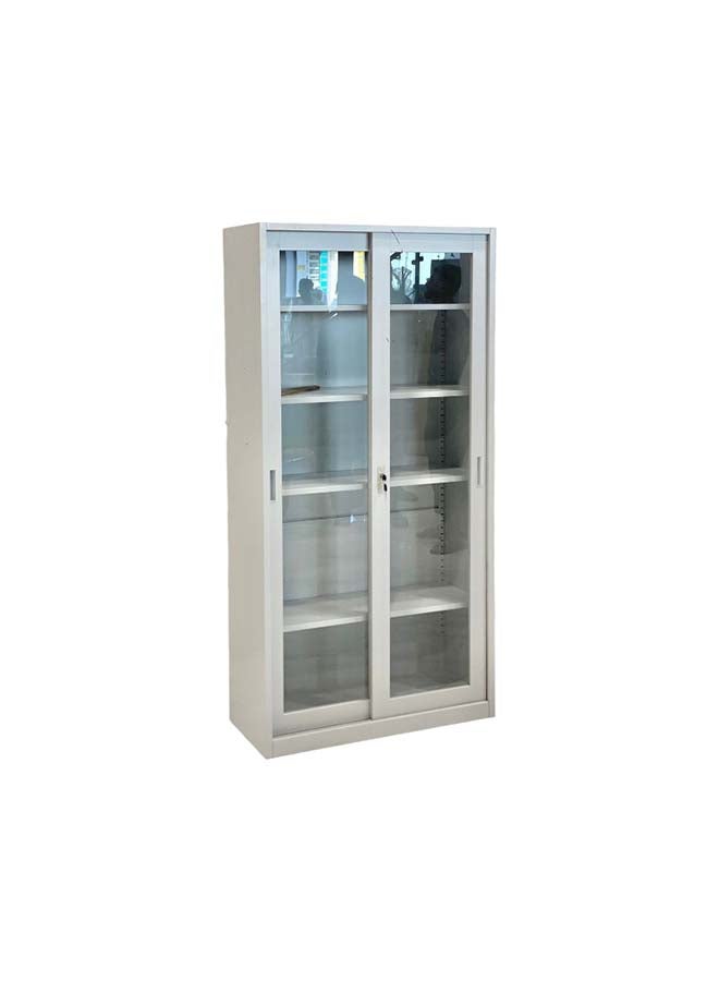 السعادة هوم  دولاب مكتبى حديد سحاب رمادي 40×90×185سم - Image 2