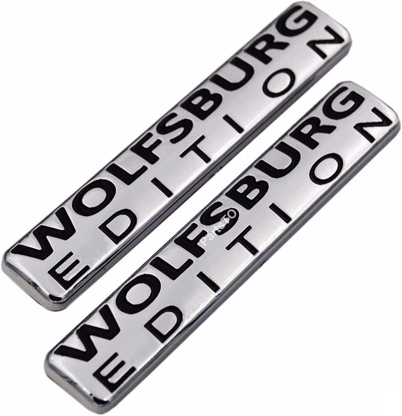 Partsto 2x Wolfsburg Edition Emblem Badge Plate Trim Decal for Fender side trunk inner front window Silver 61513092