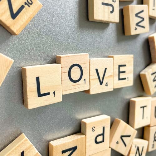 YJ PREMIUMS 100 PC Wood Magnetic Letter Tiles Magnets Big Large Square Wooden Alphabet Letters Tile Magnet Pieces for Fridge Refrigerator Wall Fun Learning Decorative Game Board for Adults 100 - Image 1
