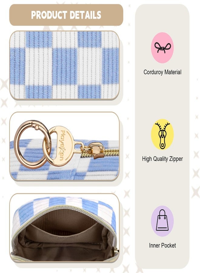 Playexen Checkered Period Bag for Teen Girls, Corduroy Sanitary Napkin Storage Bag with Ring Buckle, Cute Menstrual Pad Pouch Tampon Holder for Purse (Checkered-Khaki - Image 3