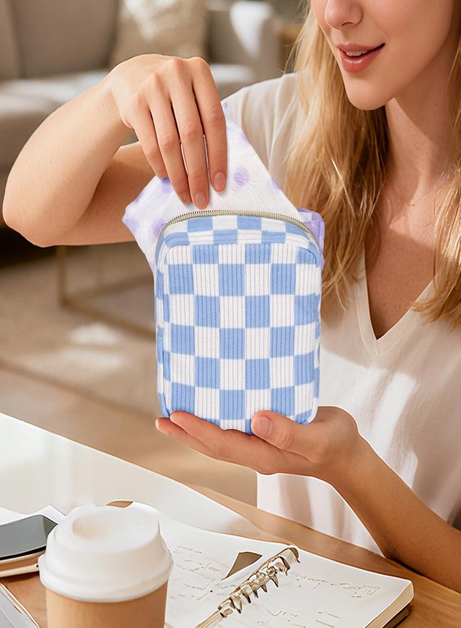 Playexen Checkered Period Bag for Teen Girls, Corduroy Sanitary Napkin Storage Bag with Ring Buckle, Cute Menstrual Pad Pouch Tampon Holder for Purse (Checkered-Khaki - Image 5