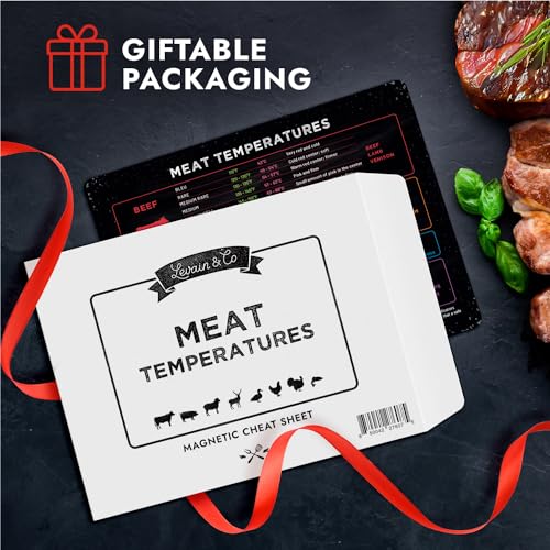 Levain & Co Meat Temperature Magnet - Beef, Poultry, Fish & Pork Cooking Chart - Horizontal - Meat Temp Magnet Kitchen Tools Cooking Gadgets - Fridge Accessories - Image 3