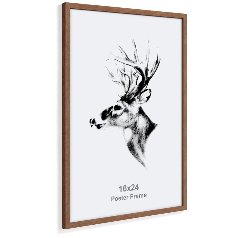 Yaetm 16x24 Picture Frames Set of 4, Walnut Brown, Solid Wood Frame 16 x 24 Frame for Gallery Wall, Photos, Posters & Art Prints, Wall Mount (4 pack, Walnut) - Image 2