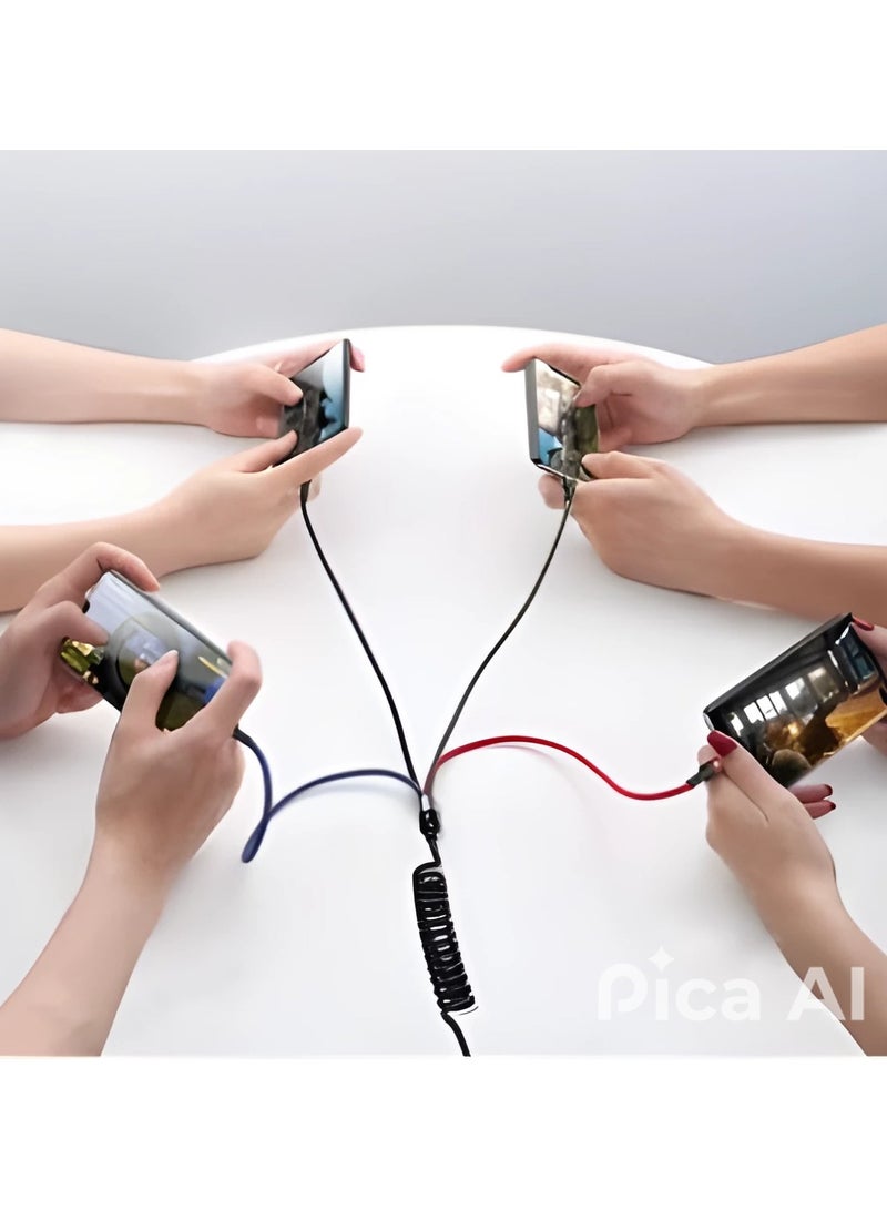 أوسامس 4 في 1 زنبركي من النايلون المضفر للشحن السريع U26 باللون الأسود - Image 2