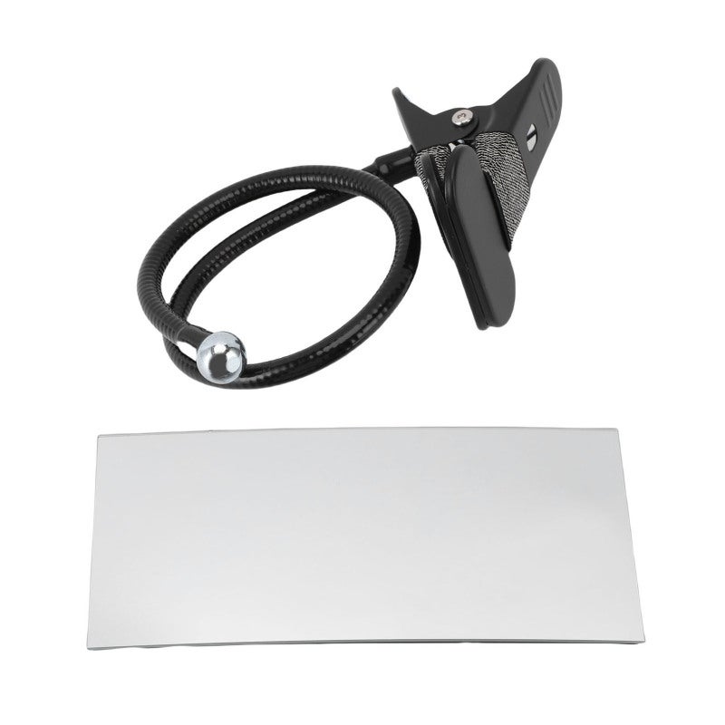 Clamp On Security Mirror: 2 Inch Max Clamp Thickness, 360-Degree Adjustable, Rectangular Convex Shape - Sturdy Black Plastic Frame, Scratch-Resistant Sponge Mat, Portable Design for Office Desks, Cubi - Image 1