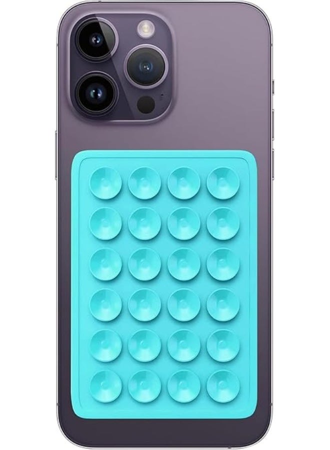 جراب هاتف من السيليكون مزدوج الجوانب مع قاعدة شفط قابلة للفصل، مقبض هاتف لاصق بقوة شفط أعلى لهاتف iPhone، حامل ملحقات الهاتف بدون استخدام اليدين للصور الشخصية ومقاطع الفيديو (أزرق) - Image 1