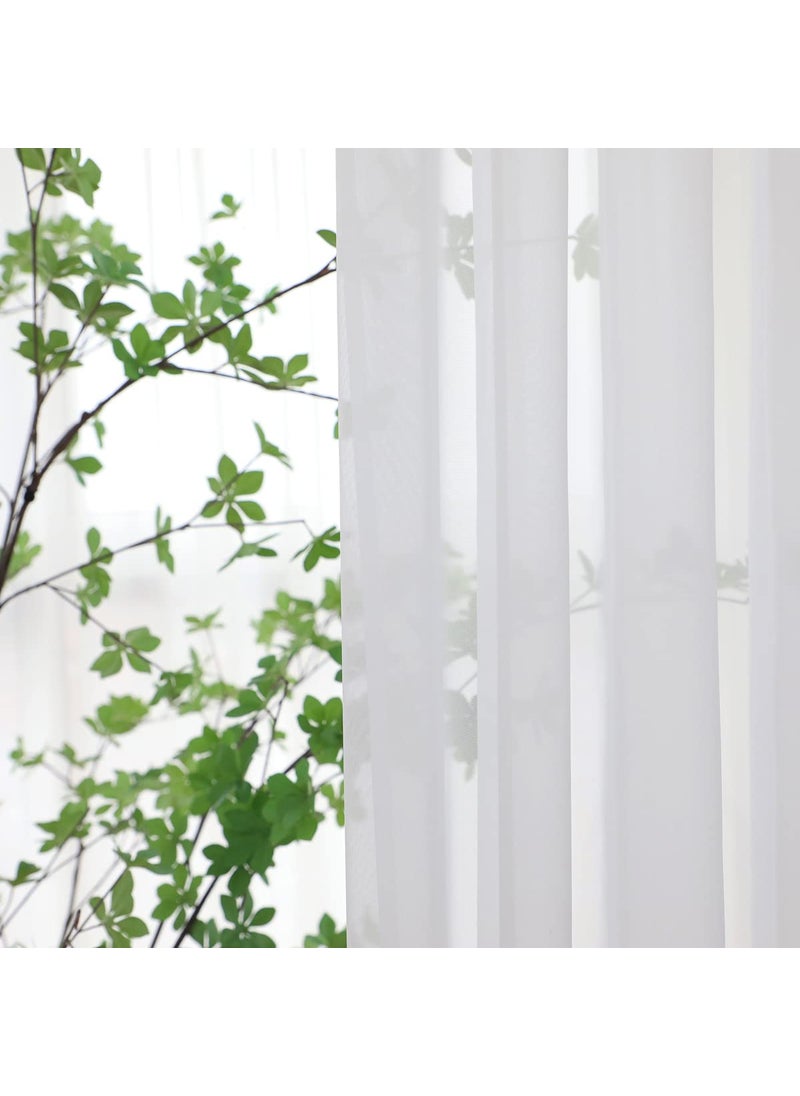 L&TEC Window White Sheer Curtains 95 Inches Long 2 Panels Sheer White Curtains Basic Rod Pocket Panel for Bedroom Children Living Room Yard Kitchen (White  52"" W x 95"" L | 2 pcs)  - Image 3