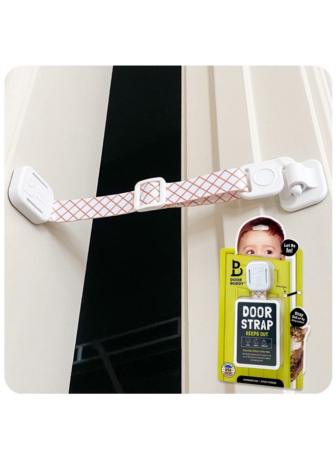 Door Buddy Adjustable Baby Proof Door Strap For Cats Caramel. No Need For Cat Gate Or Baby Gate With Pet Door. Child Proof Door To Cat Litter Box Room. Simple Cat Door Interior Door Alternative. - Image 1