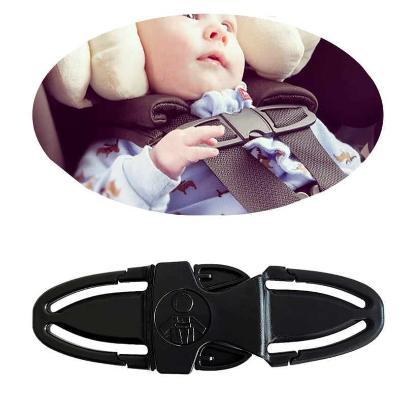MdouLy Universal Child Car Seat Chest Harness Clip Universal Safer Belt Clip Buckle Lock Stroller Chest Clip Adjustable Guard for Baby and Kids (Light Black) - Image 1