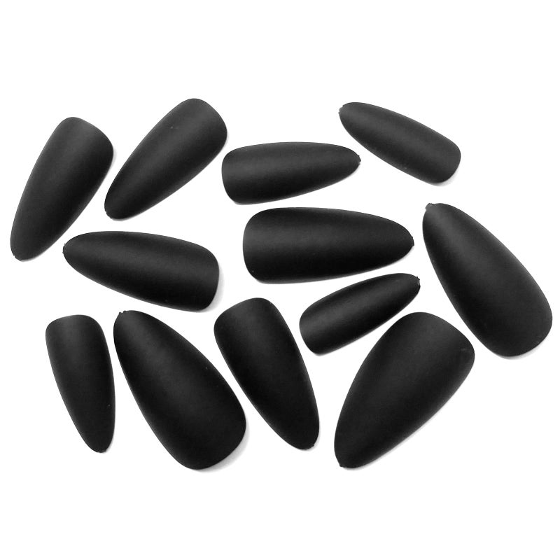 Lifextol 240PC Almond Press on Nails Medium Length Fake Nails Black Matte Almond Nails Press on Nail Short Stiletto False Nail Tips Colored Artificial Fingernail & Nail Adhesive Tabs for Women - Image 5