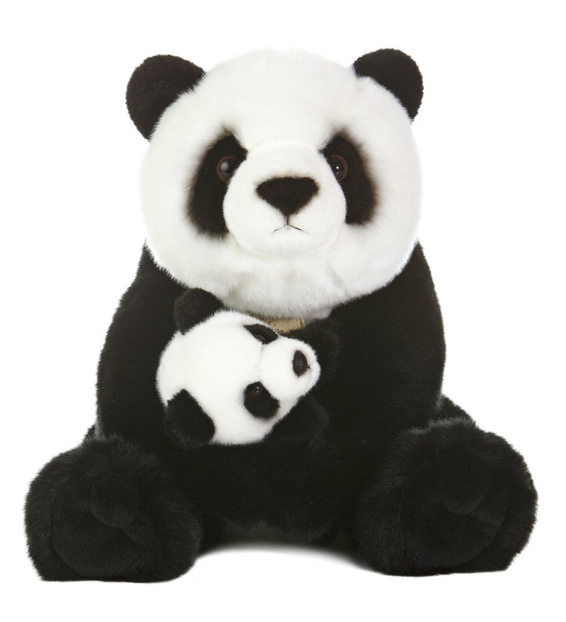 Aurora® Adorable Miyoni® Panda with Cub Stuffed Animal - Lifelike Detail - Cherished Companionship - Black 15 Inches - Image 1