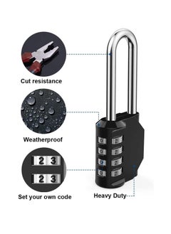 Y&D Combination Padlock Heavy Duty Lock - Weatherproof Padlock, Resettable Lock, 2.5inch Long Shackle 4-Digit Zinc Alloy for Shed Fence Gate, School, Gym, Toolbox 2 Pack  - Image 5