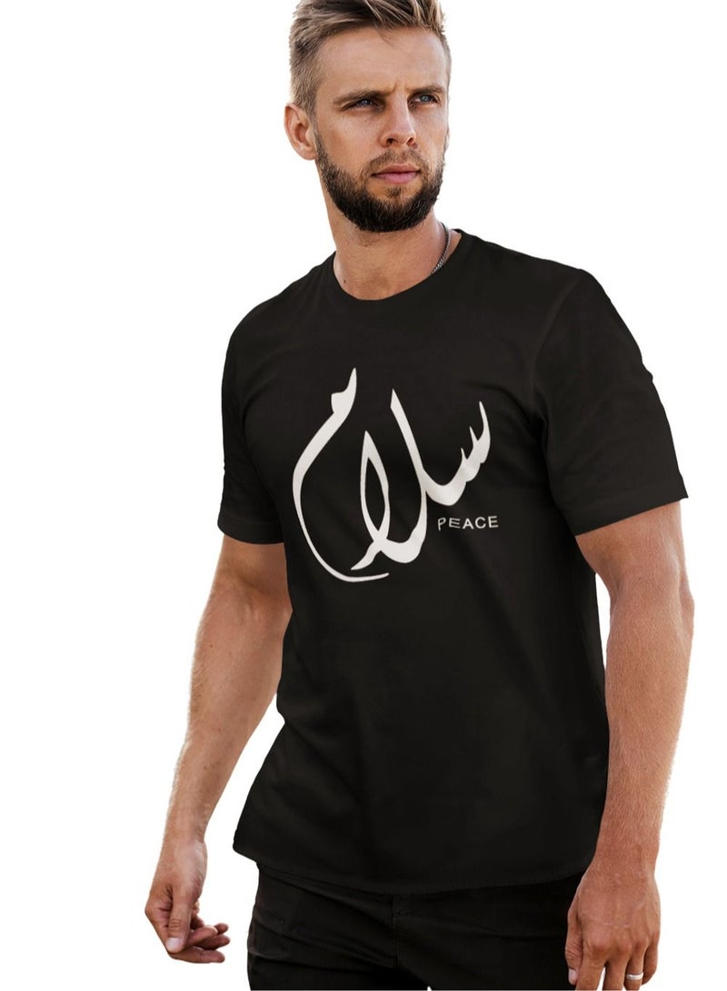 Dubshi Arabic Calligraphy Black T-Shirt (Peace)