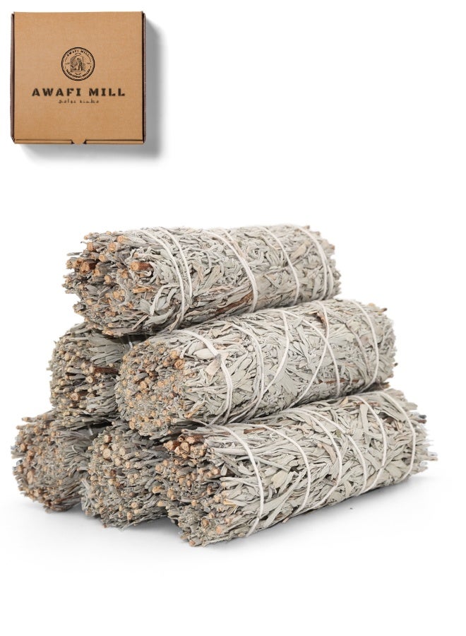 أباميك أوافي ميل (AWAFI MILL) - حزمة تبخير من الميرمية الزرقاء | حزمة عطرية مربوطة يدوياً - عبوة مكونة من 3 أعواد - Image 1