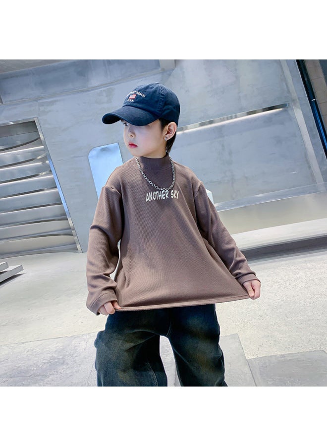 Children's Half-high Collar Base Shirt Winter New Boys' Inner Base Shirt Boy's Thickened Long-sleeved T-shirt Trendy