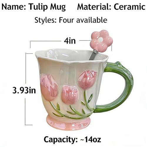 VABILNIY Coffee Mug Espresso Cup 14oz Ceramic Coffee Mugs Porcelain Coffee Cup Hand-Painted flowers Art Multiple Use for Kitchen, Dining-Purple - Image 2
