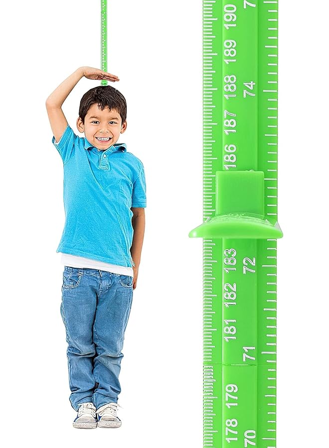 The Bros Growth Chart, Children Height Ruler Wall Decor, 3D Removable Growth Height Chart, Splicing Height Ruler Measurement for Kids and Nursery 79 inch (Green) - Image 1