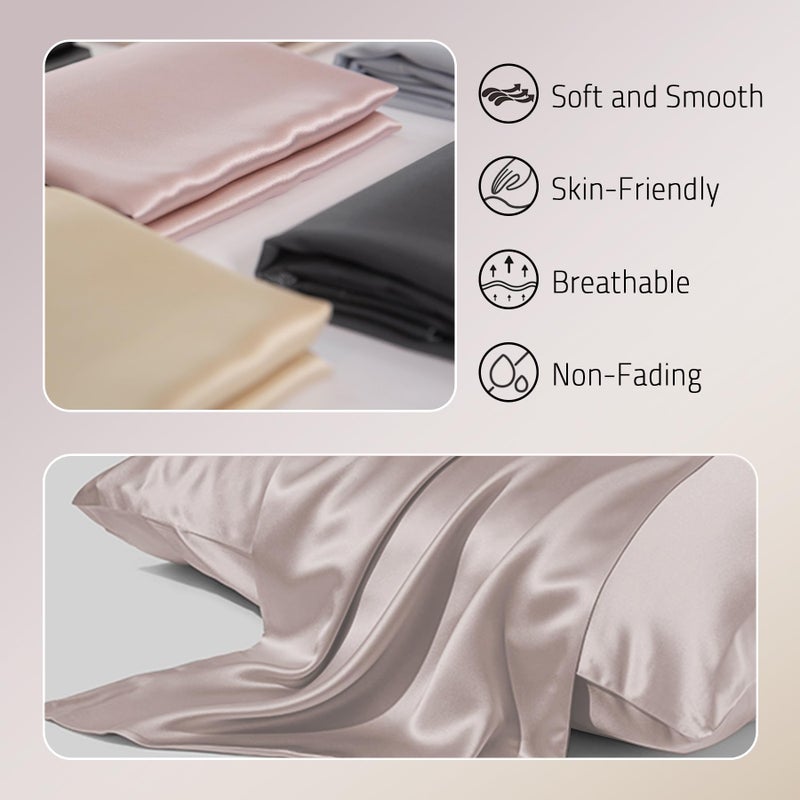 Gabire Mulberry Silk Pillowcase for Hair and Skin Prevent Acne Pillowcase Both Sides Real Silk Pillowcases Organic Silk Pillowcase with Hidden Zipper  Apricot Grey  Standard (20""?26"") - Image 2