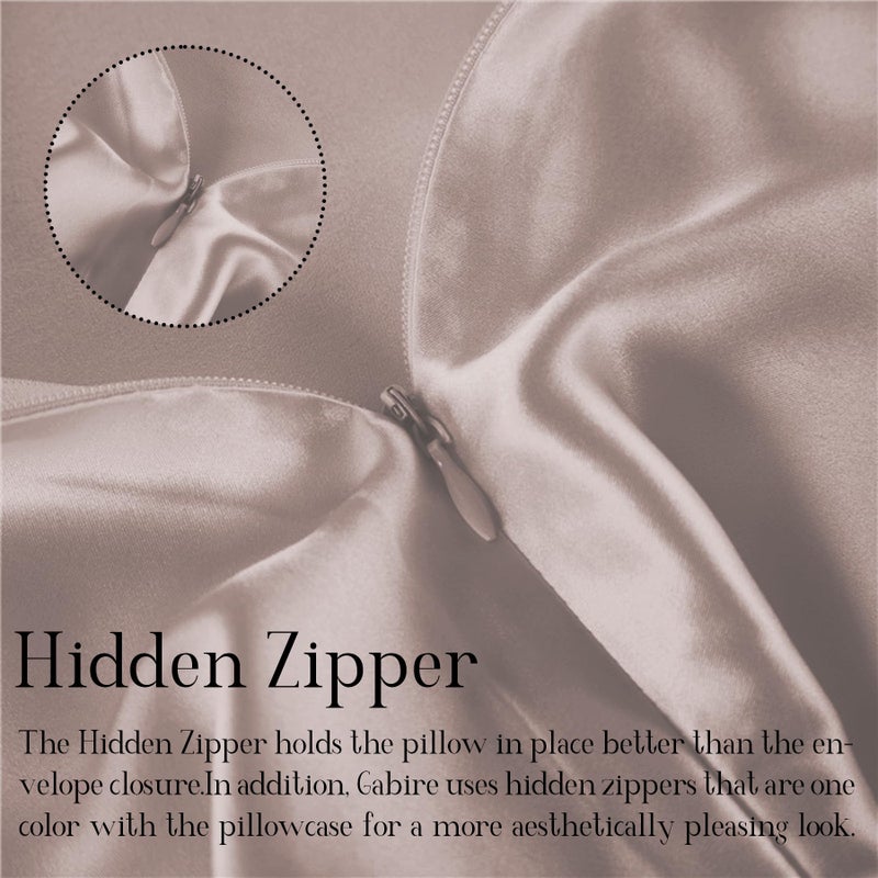 Gabire Mulberry Silk Pillowcase for Hair and Skin Prevent Acne Pillowcase Both Sides Real Silk Pillowcases Organic Silk Pillowcase with Hidden Zipper  Apricot Grey  Standard (20""?26"") - Image 4