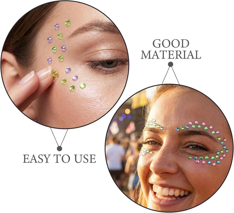 12 Sheets Face Jewels: Acrylic Face Rhinestones Stickers - Sparkly Self-Adhesive Gems for Makeup Weddings and Festival - Jewel Stickers for Crafts and Nail Art - Image 3