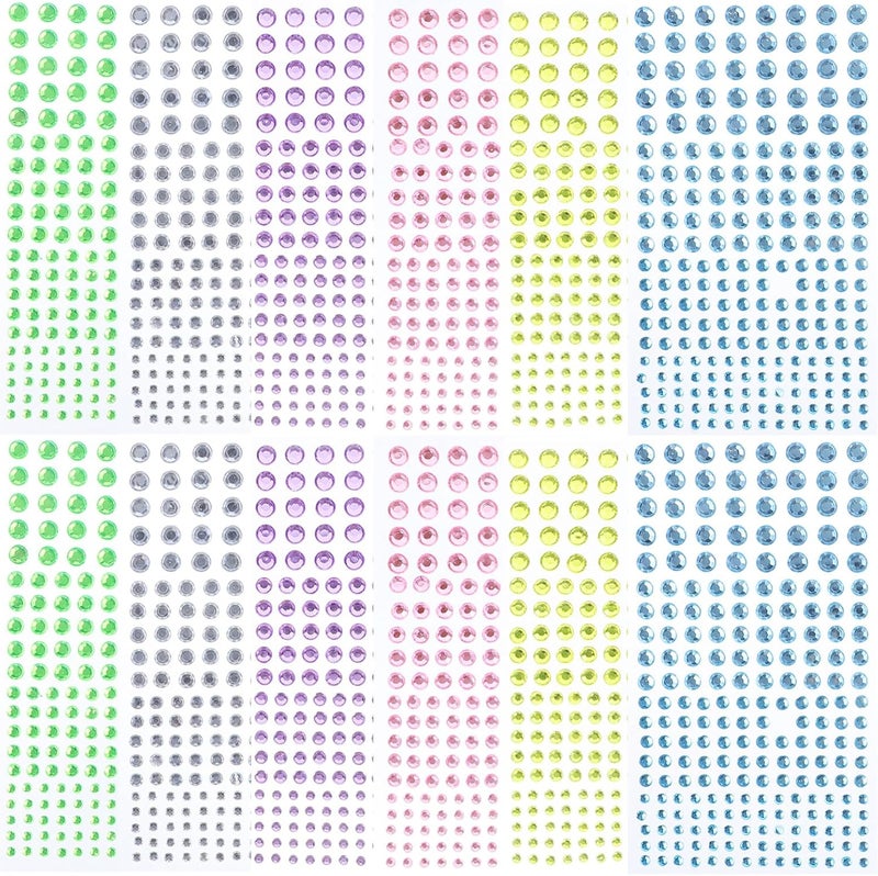 12 Sheets Face Jewels: Acrylic Face Rhinestones Stickers - Sparkly Self-Adhesive Gems for Makeup Weddings and Festival - Jewel Stickers for Crafts and Nail Art - Image 1