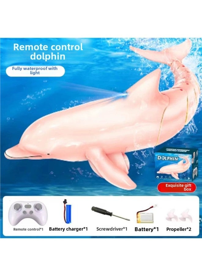 Water Remote Control Mechanical Python Rechargeable Water Remote Control Boat Electric Real Shark Python Model Children's Toys-Color:Remote Control Dolphin-pink Upgraded Fully Waterproof + Exquisite Gift Box-Specifications:A Total Of About 30 Minutes Of Use  - Image 1