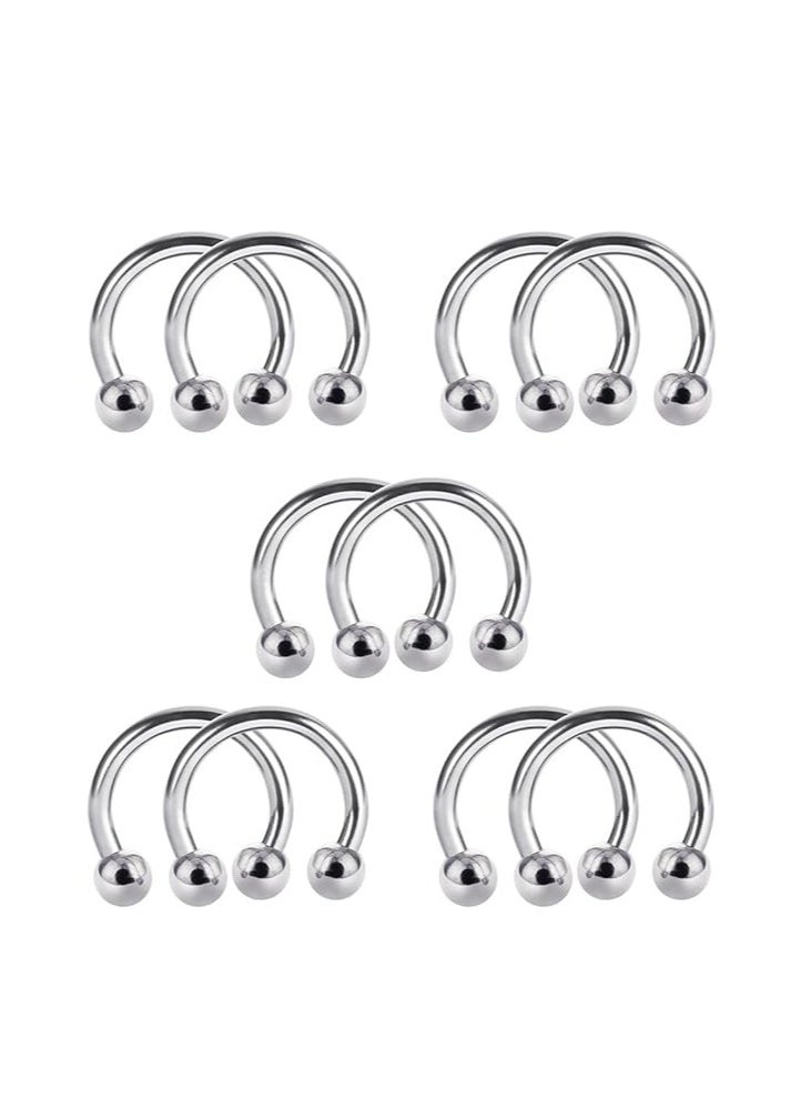 Generic maya accessories rgical Steel CBR Horseshoe Circular Rings Nose Eyebrow Tragus Lip Ear Hoop Ring Piercing 2 PCS - Steel  - Image 1
