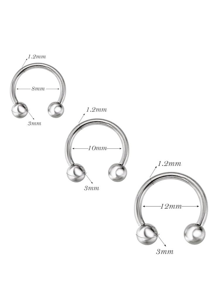 Generic maya accessories rgical Steel CBR Horseshoe Circular Rings Nose Eyebrow Tragus Lip Ear Hoop Ring Piercing 2 PCS - Steel  - Image 2