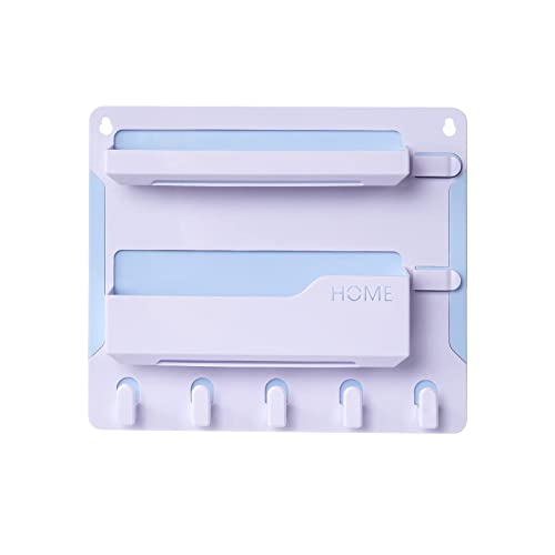 JUMEIHUI Bedside Shelf Wall Mount, Adhesive Bedside Shelf Accessories Organizer with Hooks and Cable Clips,Dorm Bedside Wall Storage for Phone, Remote, Earphone, Kindle,Plastic(White) - Image 2