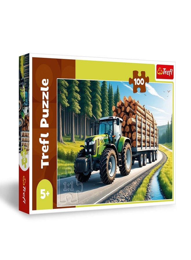 تريفل - جرار الغابة - أحجية مكونة من 100 قطعة - أحجية تركيب ملونة مع مركبات، ترفيه إبداعي، متعة للأطفال من سن 5 سنوات فما فوق - Image 1