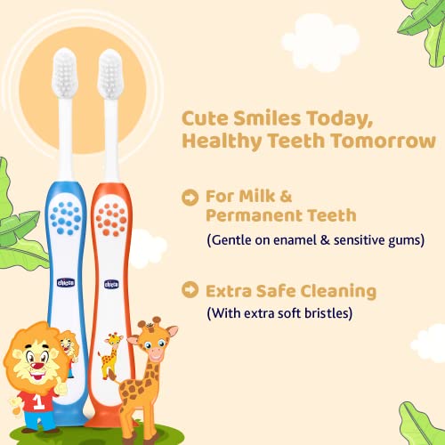 Chicco Toothbrush Set Blue + Orange 3Y-8Y - Image 2