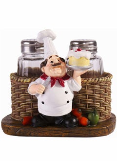 KASTWAVE Glass Spice Jars Salt and Pepper Shakers Set Chef Statue Decorative Spice Organizer Home Decor Kitchen Crafts for Family Kitchen Restaurant Cafe Bakery Restaurant Seasoning Jar  - Image 1