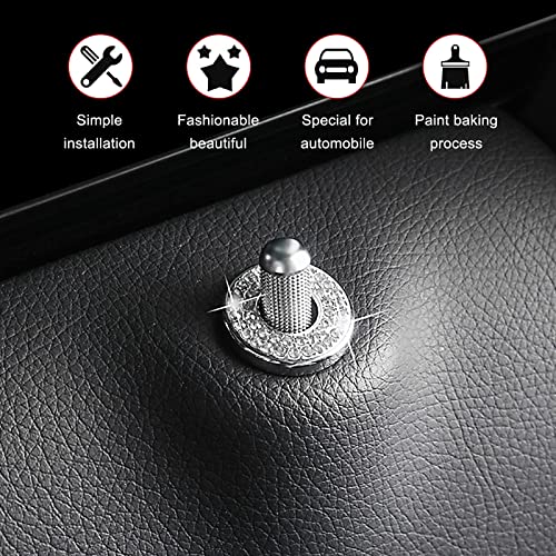 Sodcay 4 Pack Bling Car Inner Door Lock Covers, Rhinestones Pull Rod Bolt Decoration Stickers, Bling Car Accessories for Women, Compatible with Mercedes-Benz A/B/C/D/E Class (White) - Image 5