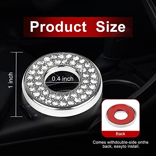 Sodcay 4 Pack Bling Car Inner Door Lock Covers, Rhinestones Pull Rod Bolt Decoration Stickers, Bling Car Accessories for Women, Compatible with Mercedes-Benz A/B/C/D/E Class (White) - Image 2