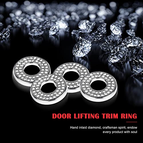 Sodcay 4 Pack Bling Car Inner Door Lock Covers, Rhinestones Pull Rod Bolt Decoration Stickers, Bling Car Accessories for Women, Compatible with Mercedes-Benz A/B/C/D/E Class (White) - Image 3