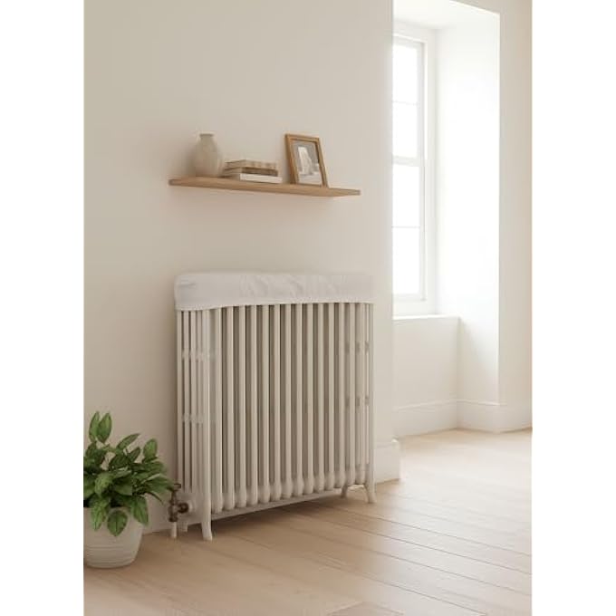 RADIATOR COVER ELASTIC ADJUSTABLE MODERN WHITE WASHABLE FABRIC WITH VALVE HOSE COVER FOR RADIATOR DUST CATCHER UNIVERSAL EXTENDABLE (XL3) - Image 3