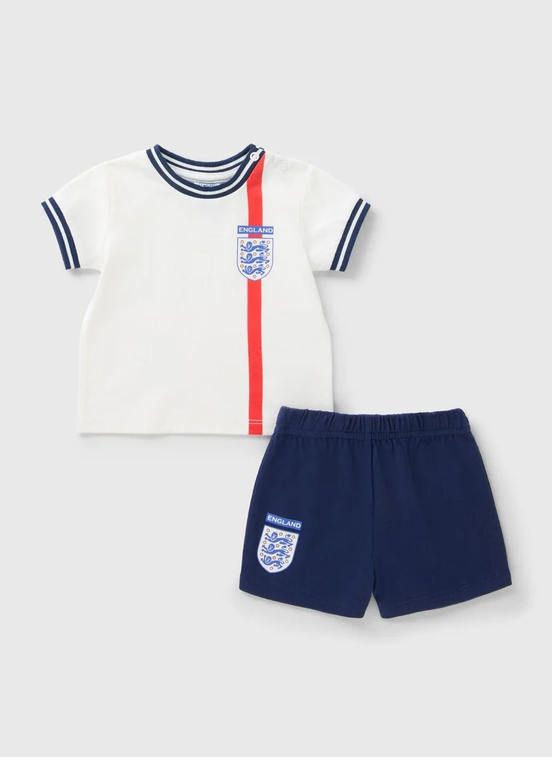 Matalan Kids White England T-Shirt & Shorts Set
