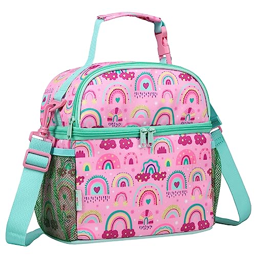 VASCHY Lunch Box Bag for Kids Insulated Double Compartments Cooler Lunch Tote for Toddlers Girls SchoolDaycarePicnic Rainbow - Image 1