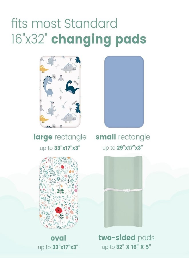 TotChill Extra Stretchy Changing Pad Cover, Ultra Soft Premium Jersey Knit Changing Pad Sheets, Unisex for Boys Girls, Fits All Standard Changing Tables/Dresser Tops, Dino Blue - 2 Pack - Image 2