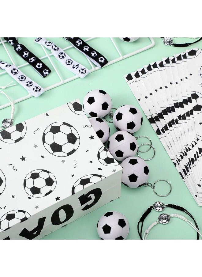 Generic - 48 Pcs Soccer Party Favors Supplies Set Include 12 Soccer Hair Scrunchies 12 Soccer Keychains 12 Football Bracelets 12 Pieces Soccer Party Favor Bags For Kids Birthday Football Party Sports Game Party - Image 1