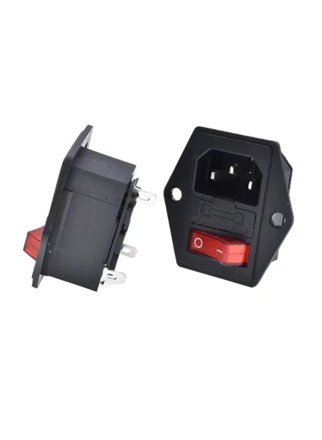 Panel-Mount AC Power Socket with Fuse & ON/OFF Switch – Safe Male IEC Connector for Equipment & Projects - Image 3
