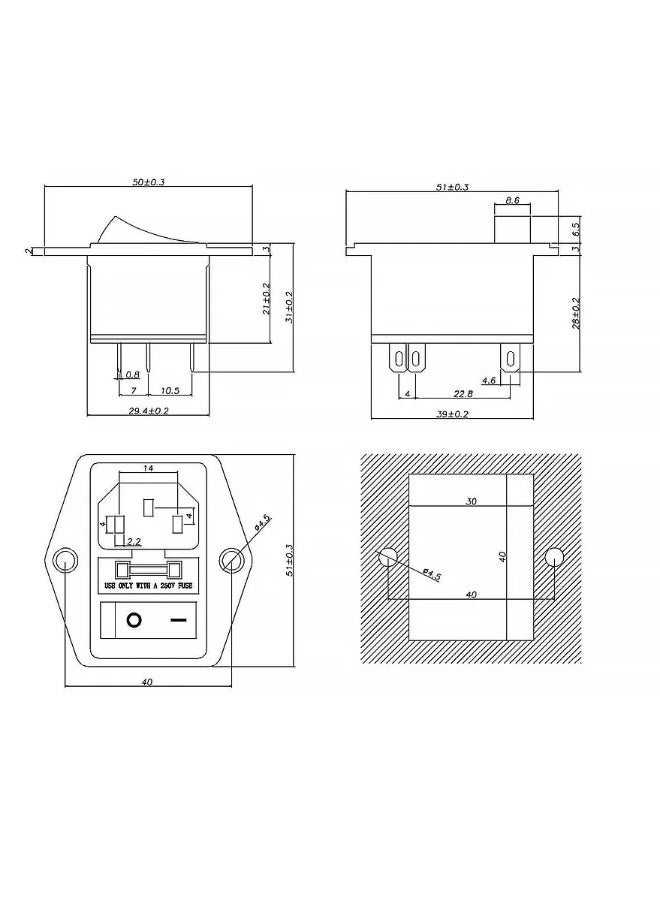 Panel-Mount AC Power Socket with Fuse & ON/OFF Switch – Safe Male IEC Connector for Equipment & Projects - Image 2