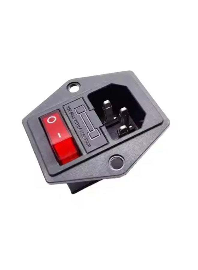 Panel-Mount AC Power Socket with Fuse & ON/OFF Switch – Safe Male IEC Connector for Equipment & Projects - Image 1