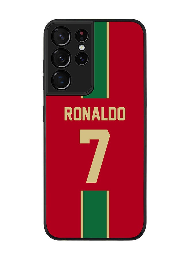 Stylizedd Rugged Black edge case for Samsung Galaxy S21 Ultra 5G Slim fit Soft Case Flexible Rubber Edges Anti Drop TPU Gel Thin Cover - Football Team - Portugal Player Name - Ronaldo - Image 1