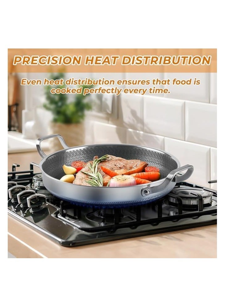 مقلاة مطبخ بغطاء زجاجي - ستانلس ستيل غير قابل للالتصاق، 26 سم - Image 3