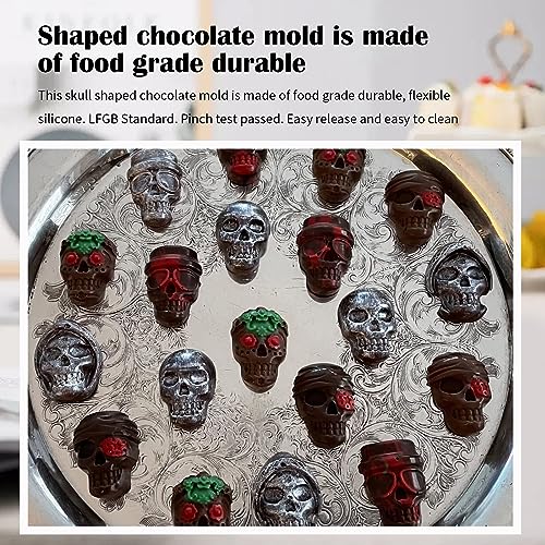 qumHmup Ice Cube Trays,Silicone Ice Cube Mold Maker with Lid,Skull Head Style Mold,for Chilling Whiskey, Cocktail, Beverages,Pudding Chocolate - Image 3