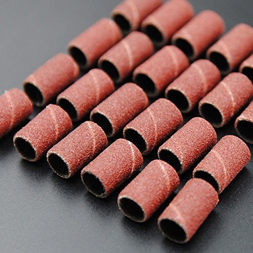 YimartÂ® 100Pcs 80 Grit Nail Art Sanding Bands for Nail Drill Bits Machine Manicure Pedicure - Image 1