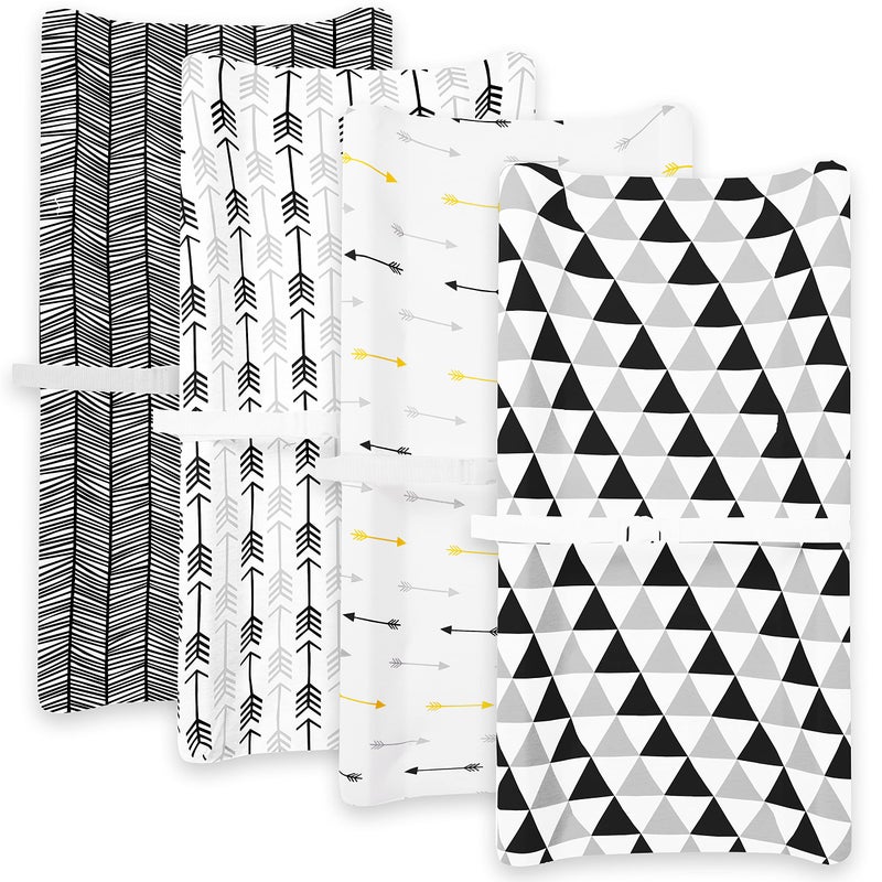 BaeBae Goods Changing Pad Cover â€“ Baby Changing Pad Covers 4 Pack â€“ Boy or Girl Changing Pad Cover â€“ Pure Jersey Machine Washable Black and White Changing Table Cover â€“ Diaper Changing Pad Cover Sheets - Image 4
