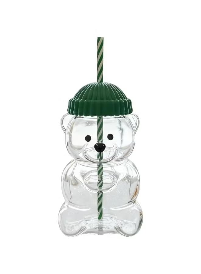 general 2025 Bear Glass Jar Cup Tumbler w Straw for hot coffee - Image 1
